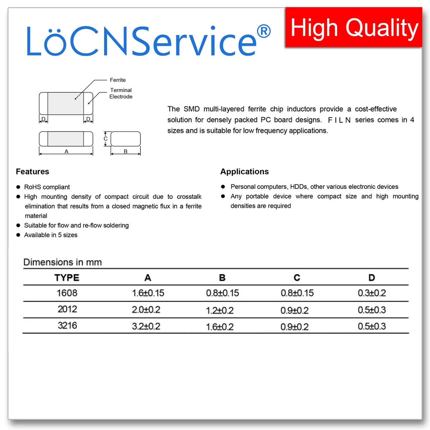 LoCNService 0603 1608 4000 шт. 10% 330NH 390NH 470NH 560NH 680NH 820NH Многослойный чип Ферритовые индукторы