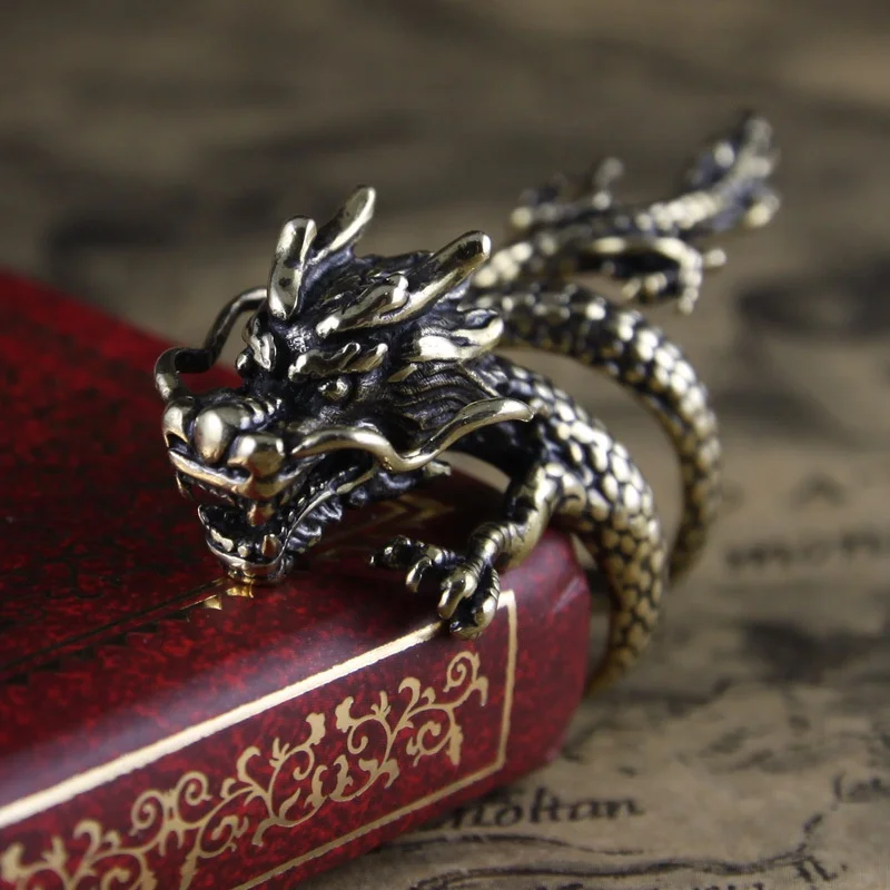 

Vintage Fashion Mens Jewellery Gold Color Dragon Rings for Men Women Adjustable Opening Ring Hip Hop Punk Party Jewelry Gift