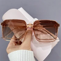 new fashion retro square frame sunglasses anti uv travel sun visor high quality plastic large woman eyewear uv400 d34