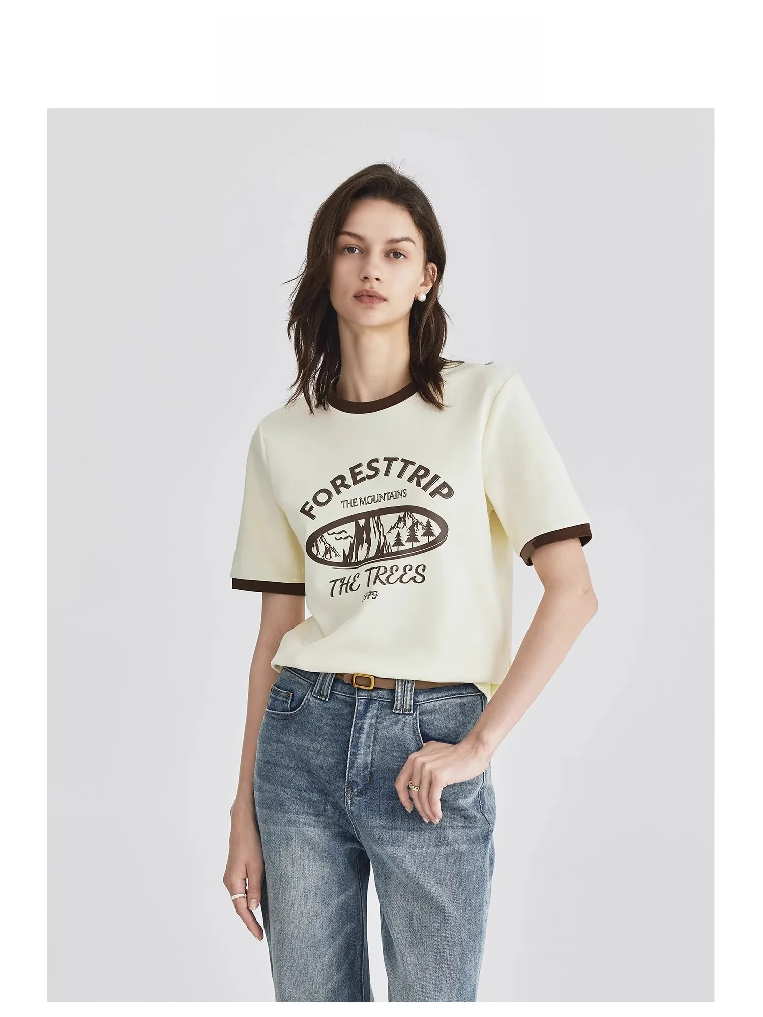 Летняя модная повседневная футболка Mind Bridge женская универсальная с круглым