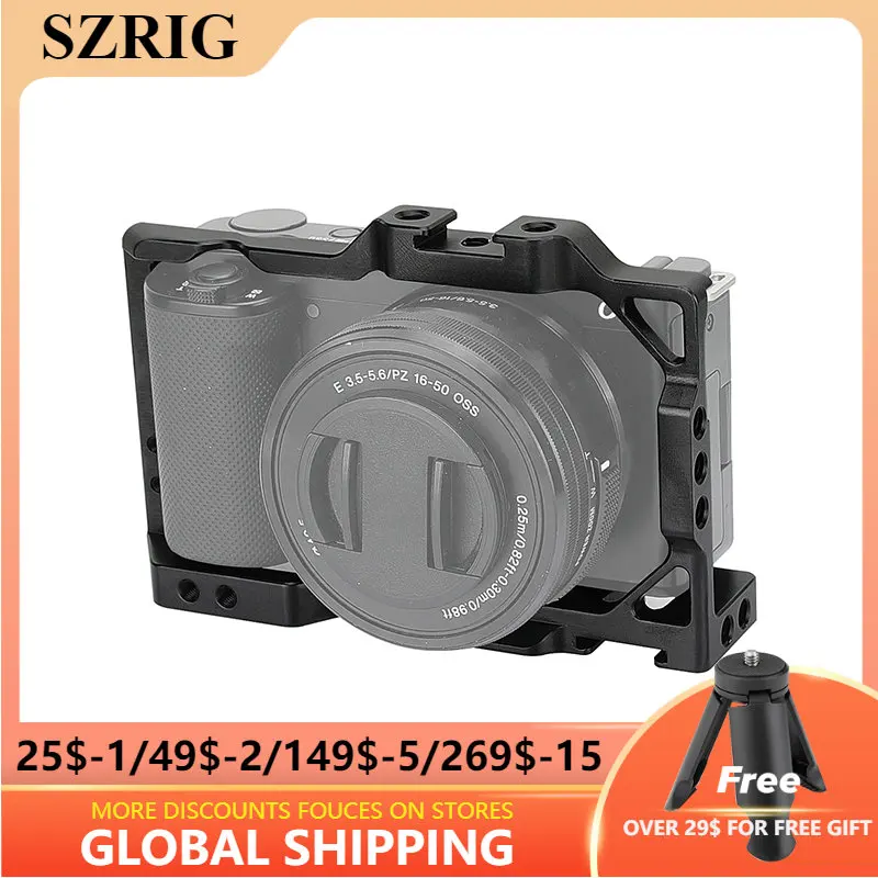 

Kayulin Sony ZVE10 Camera Cage with Wooden Cage handle Built-in Left-side Protective Armor Rig for Sony ZV-E10