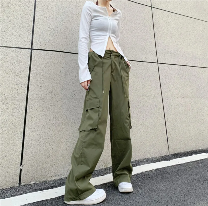 

Retro Multi-pocket Overalls Women's Autumn 2022 New Drawstring Straight Workwear Sports Casual Pants Women