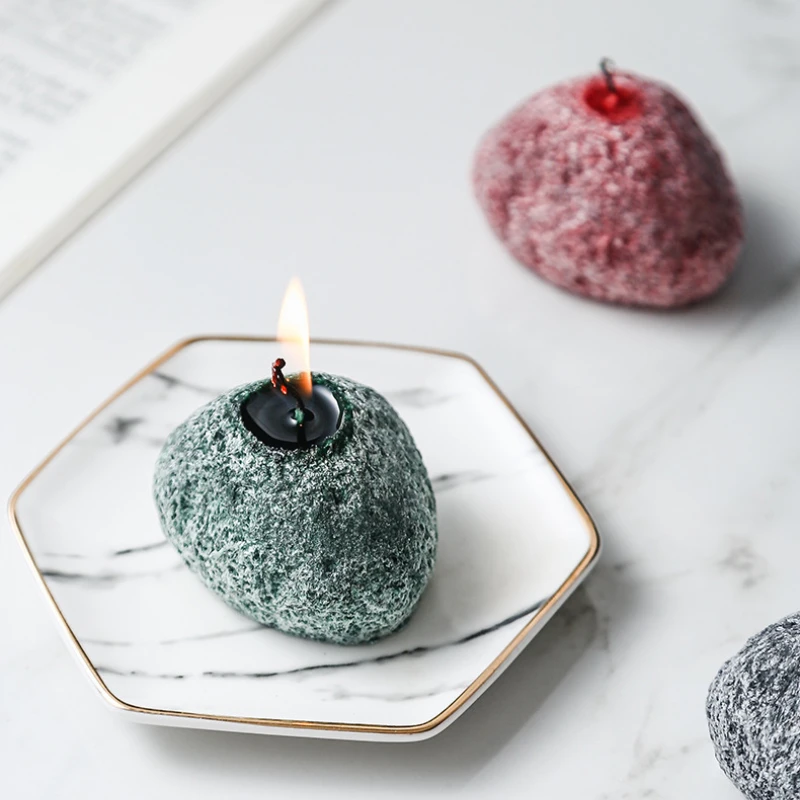 

Mini Stone Scented Candles Black Geometry Fragance Candle Funny Stone Shape Scented Candles Birthday Decoration