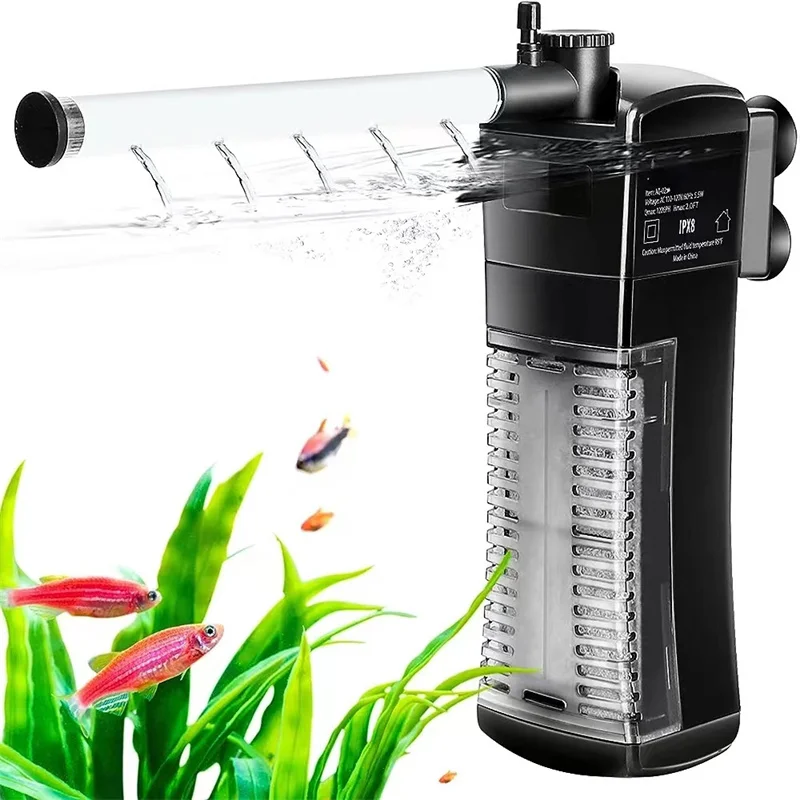 

Aquarium Internal Filter Submersible Power Filter in-Tank with Adjustable Water Flow Ultra Silent Biochemical Sponge Filtration