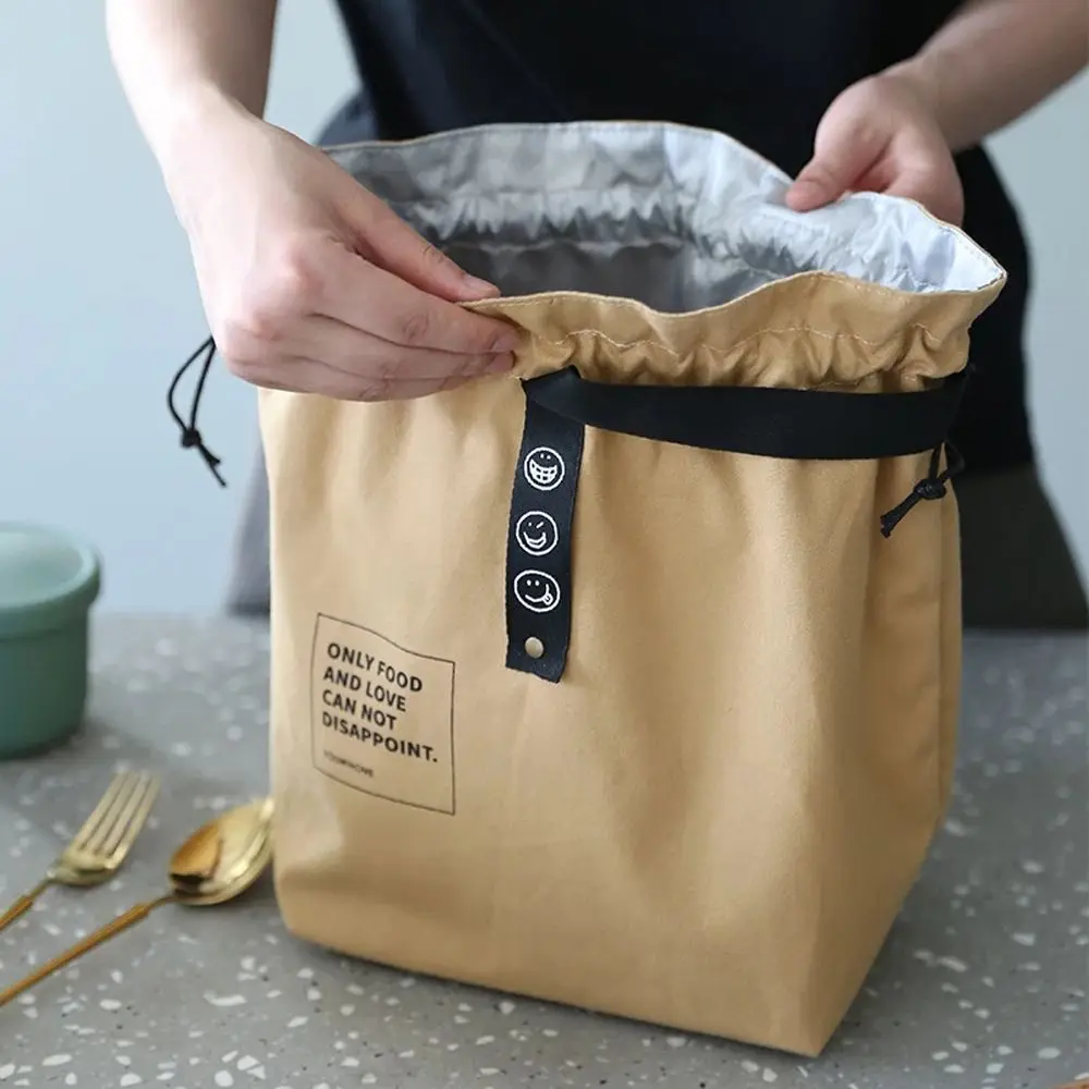 

Термальная изолированная сумка-тоут из холщовой ткани с портом пучка с надписью, пищевой контейнер, сумки для хранения ланча, Корейская сумка для ланча, сумки для свежего охлаждения