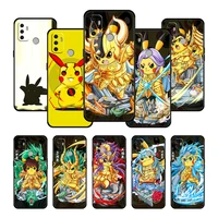 black shell protection case for oppo a93 a15 a53 a16 a74 a9 a5 a16s a12e a12 a53s a95 a7 a92 2020 a3s a32 pokemon pikachu cell