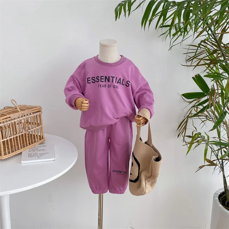 2 шт./компл. детский хлопковый комплект из свитшота и брюк |