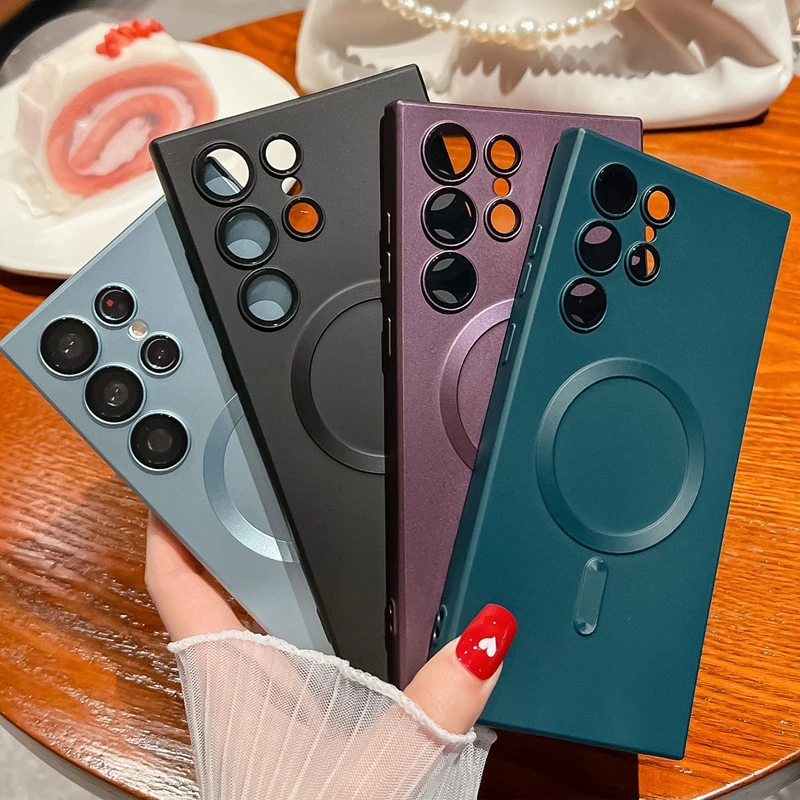 Роскошный магнитный противоударный матовый чехол для телефона с беспроводной