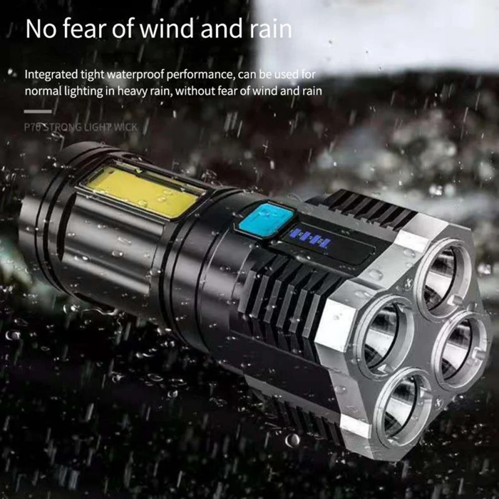 

Multi-function Strong COB Flashlight LED Floodlight 4 Lighting Modes USB Rechargeable Hand Torch for Outdoor Household Camping