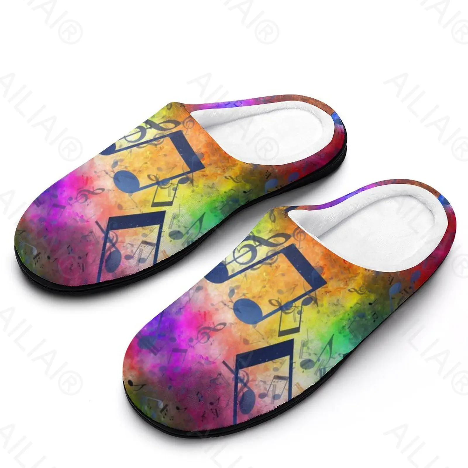 Musical Note (17) Sandals Plush  Casual Keep Warm Shoes Thermal  Mens Womens Slipper SneakersCottonHome  Kids