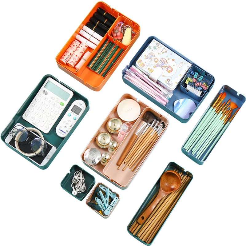 

Drawer Organizers Desk Storage Box for Cosmetic Make Up Organizers Home Stackable Desktop Sundries Dustproof Storage Container
