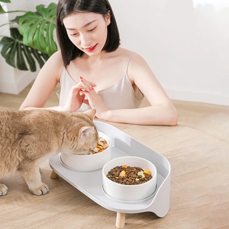 

Новая керамическая двойная миска для кормления домашних животных, товары для кошек, миски для кормления питомцев и воды для собак