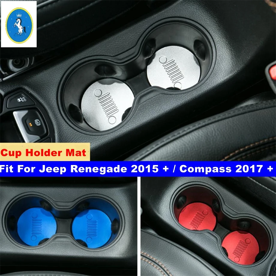 

Interior Accessories Seat Water Cup Holder Bottom Decor Mat Pad Cover Trim For Jeep Renegade 2015 - 2020 / Compass 2017 - 2021
