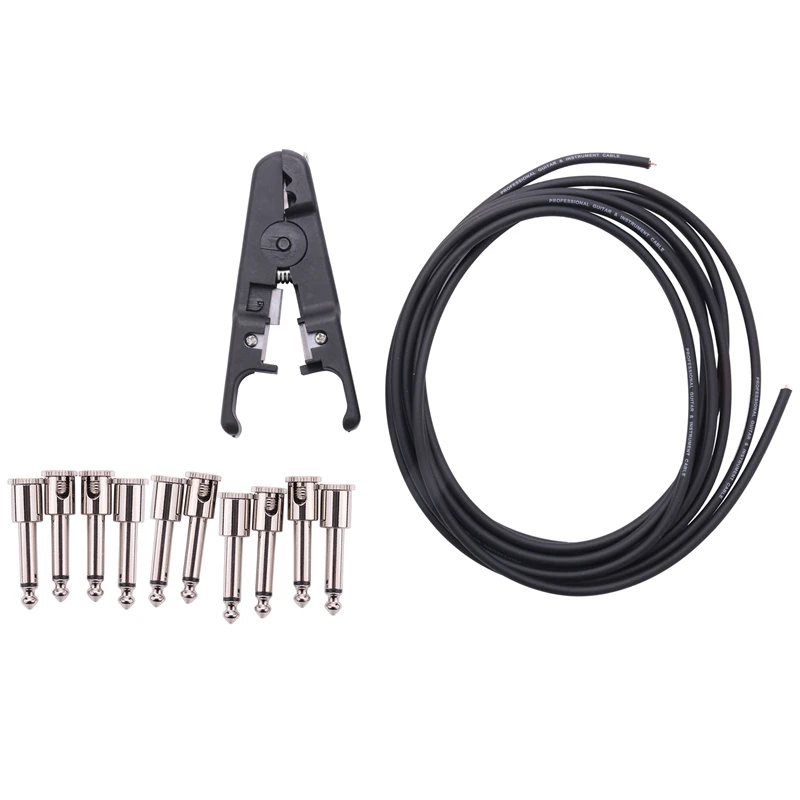 

HOT 10Ft Guitar Solderless Pedalboard Cable Kit Angle Audio 6.35 Plugs For Guitar Effects Pedals