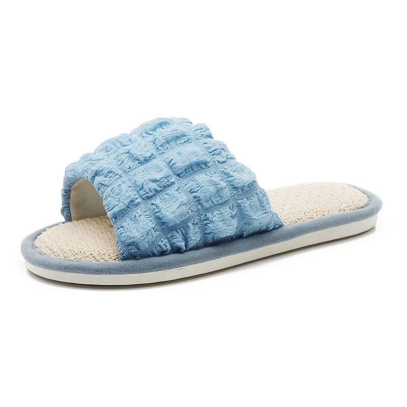 Ins Linen Slippers Thick Bottom Bubble Girl Warm Slippers Home Cotton Linen Soft Bottom Slippers Shoes Women Comfortable Fashion