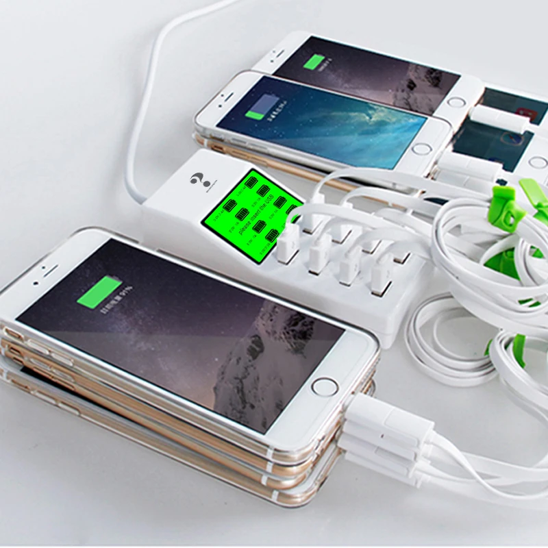 Зарядное устройство с 8 USB-портами и дисплеем для смартфонов планшетов настольных