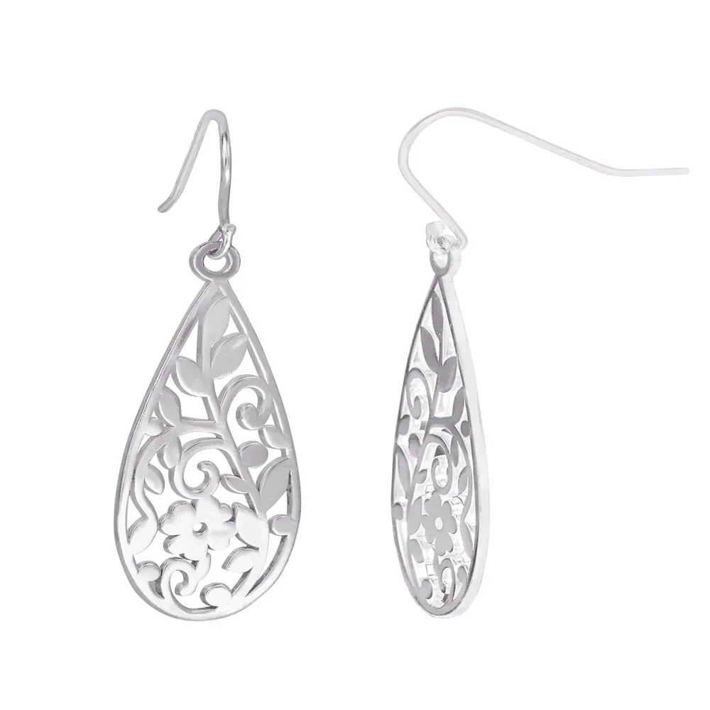 

Women’s Sterling Silver Flower Filigree Dangle Earrings