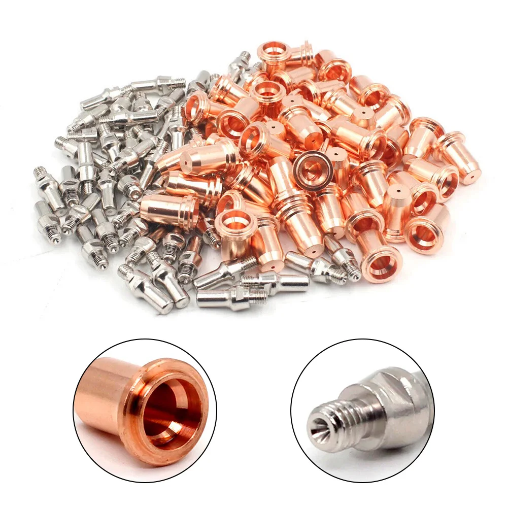 

200pcs 52582 Electrode 51313 1.0mm Plasma Nozzle 40-60A For IPT-60 PT60 PT40 IPT-40 Torch Copper Hafnium Welding Equipment Parts