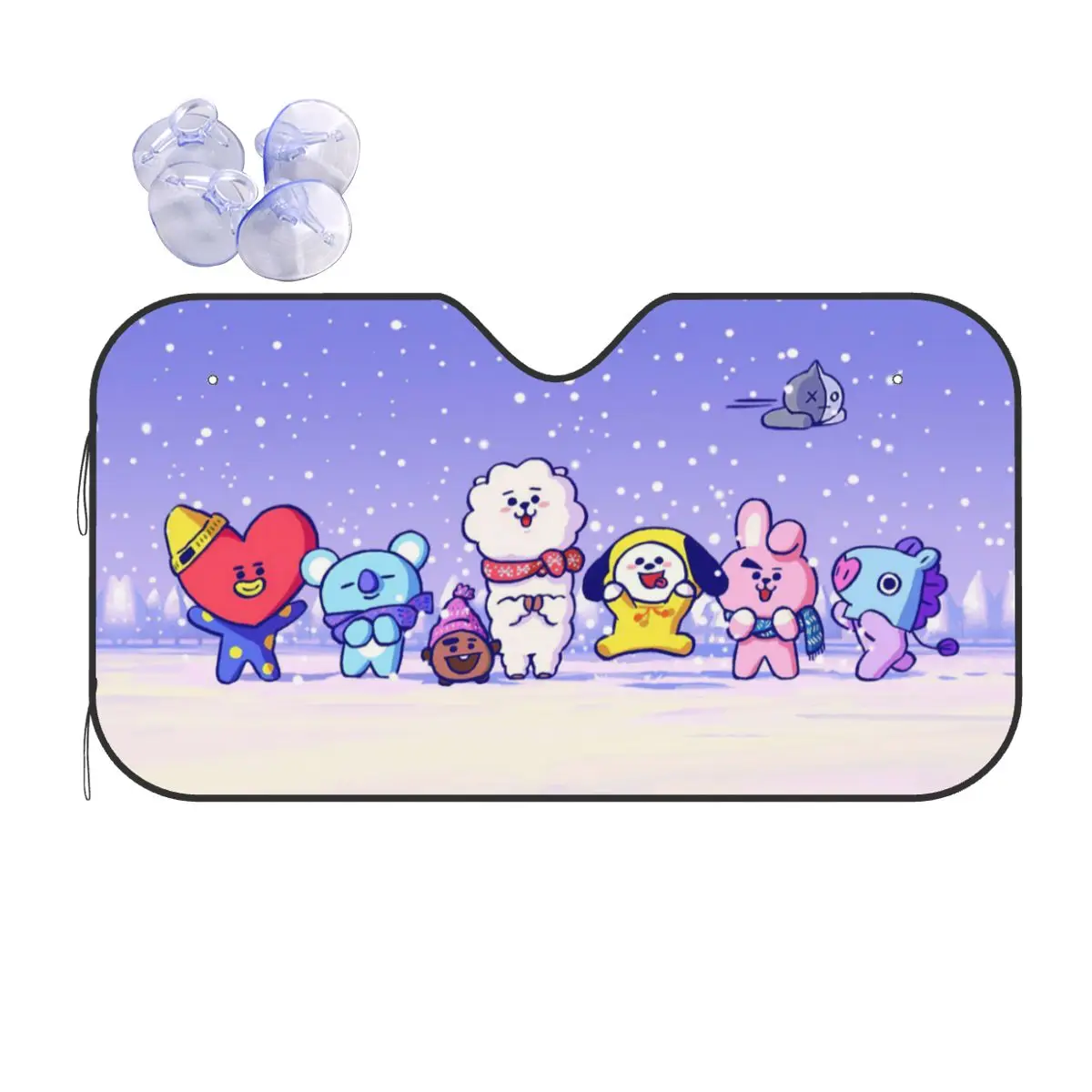 

Корейский милый мультяшный солнцезащитный козырек для лобового стекла 76x140 см Kpop, пленка для автомобильного окна, ветрового стекла, защита от льда, защита от пыли