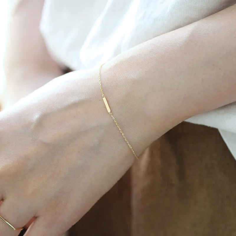 

Женский простой позолоченный браслет из серебра 925 пробы, 14 к