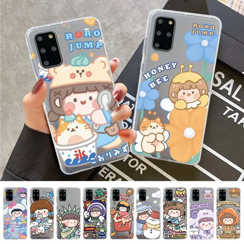

cute cartoon girl Phone Case for Samsung A12 21 30 31 51 52 70 71 for Redmi8 9 10 for Honor10 70 50 Clear Case