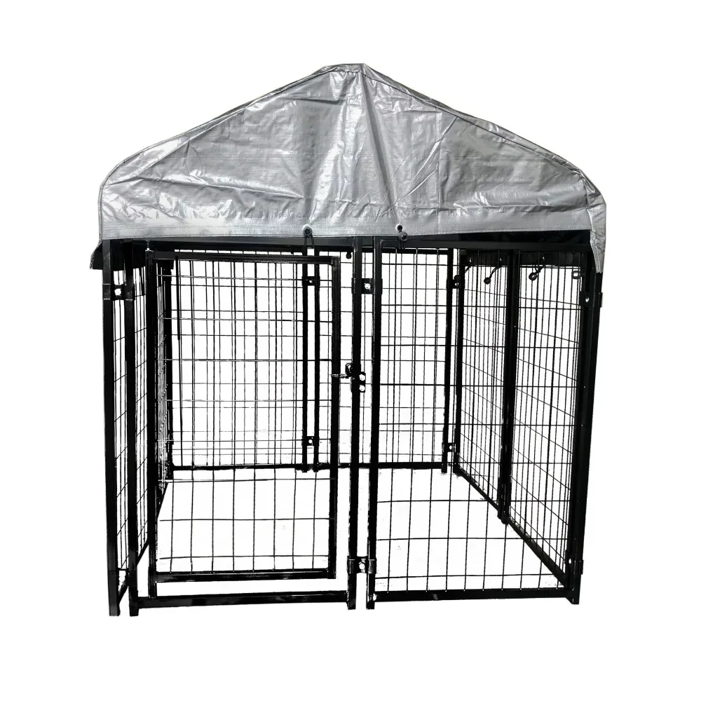 

ALEKO Expandable Dog Kennel with Roof and Rain Cover, 5x5x4 feet, Black