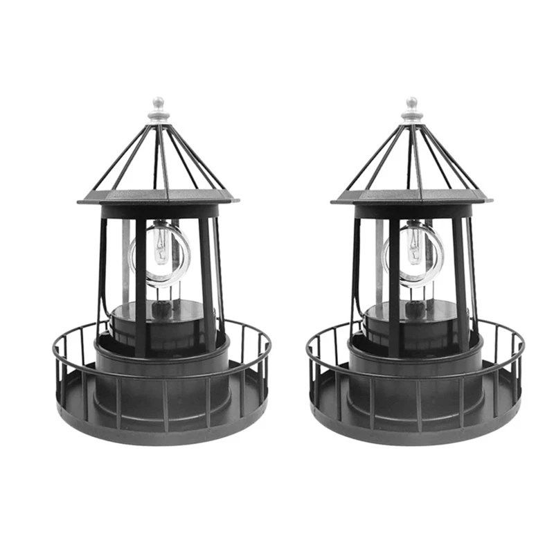 Lighthouse Solar LED Light Rotating Lamp IP44 Beacon Garden Yard Lawn Decor