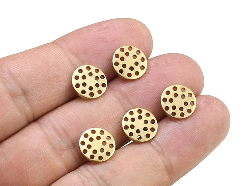 

30 шт латунные круглые подвески, латунные штамповочные бирки, круглый разъем, 12x1 мм, 10x1 мм, 8x1 мм, латунные кнопки, изготовление ювелирных изделий-R2260