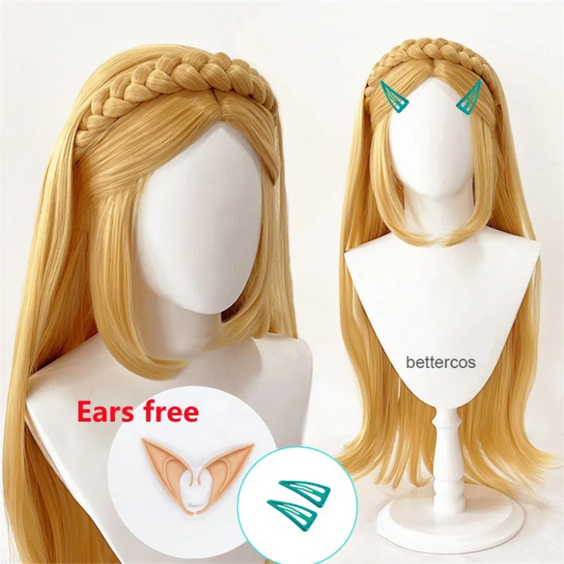 

Princess Zelda: Cosplay Wig Long Golden Blonde Braided Heat Resistant Synthetic Hair Wigs Wig Cap Ears