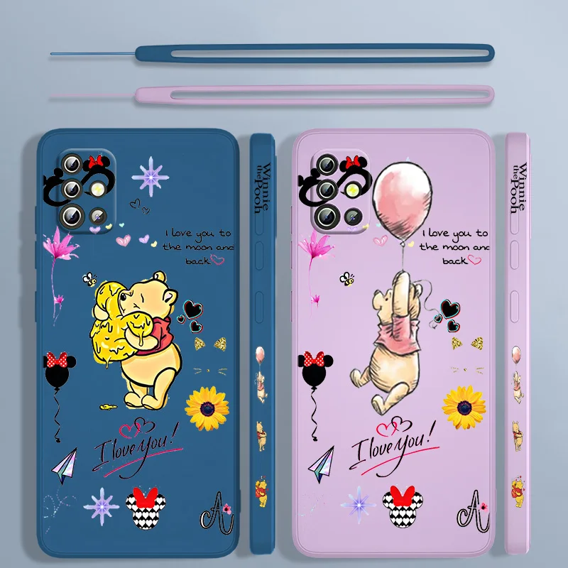 

Winnie the Pooh Love Liquid Left Rope Case For Samsung A91 A81 A71 A51 A41 A31 A11 A50S A3 A03S A02 A01 Core Cover