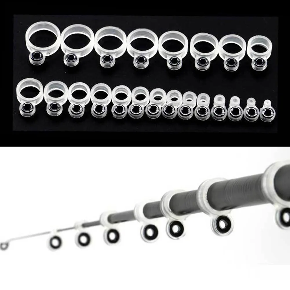 

14/22pcs Silicone Fishing Rod Guide Wire Ceramic Ring Tip Repair Kit Line Guides Guide Rings For Beach Maritime Rock Fishing