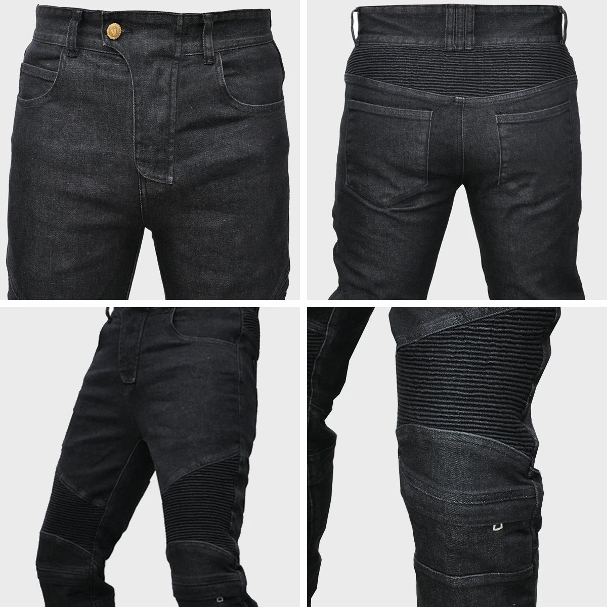 LOMENG Motorcycle Riding Jeans Motorbike Racing Pants with Safety CE Removable Armored for Men LMPM48