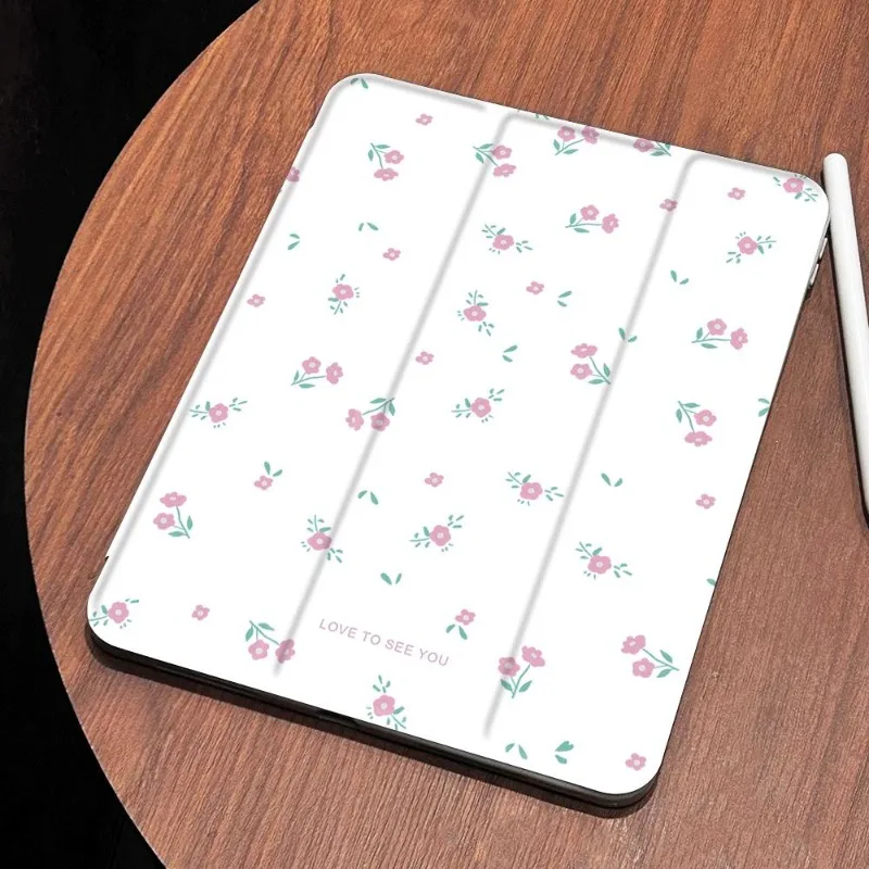 Маленький корпус для ПК с белым фоном и цветочным принтом iPad 10-го поколения 2021