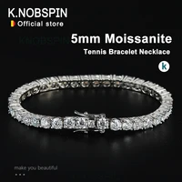 knobspin 5mm moissanite tennis bracelet necklace for women 925 sterling silver d vvs1 lab diamond with gra certificate jewelry