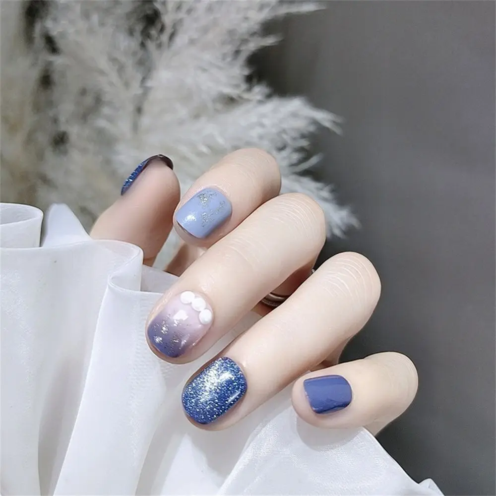

24Pcs/Box DIY Blue Galaxy Detachable Wearable Full Cover Fake Nails False Nail Press on Nails