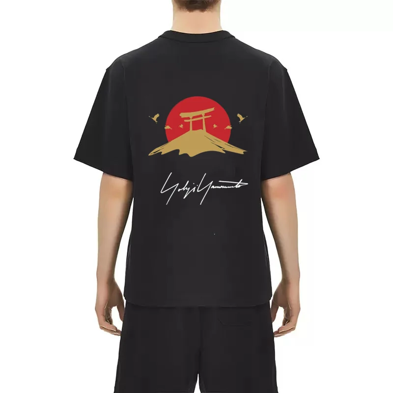 

Летняя футболка Yohji, Мужская футболка Ямамото с принтом в японском стиле Fuji Y3, повседневный свободный хлопковый топ с коротким рукавом для мужчин и женщин