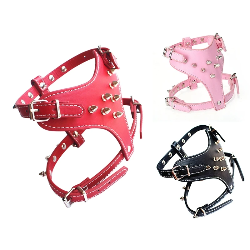 Женский кожаный жилет для щенков с шипами маленьких пород