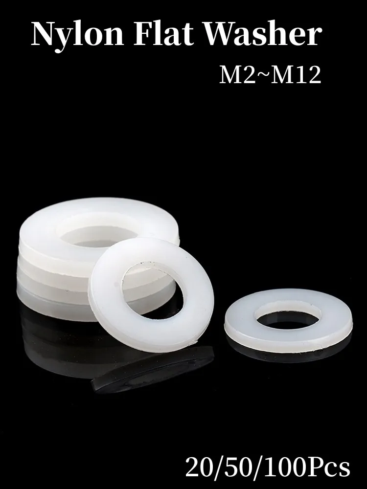 

Нейлоновые плоские шайбы M2-M12 белые