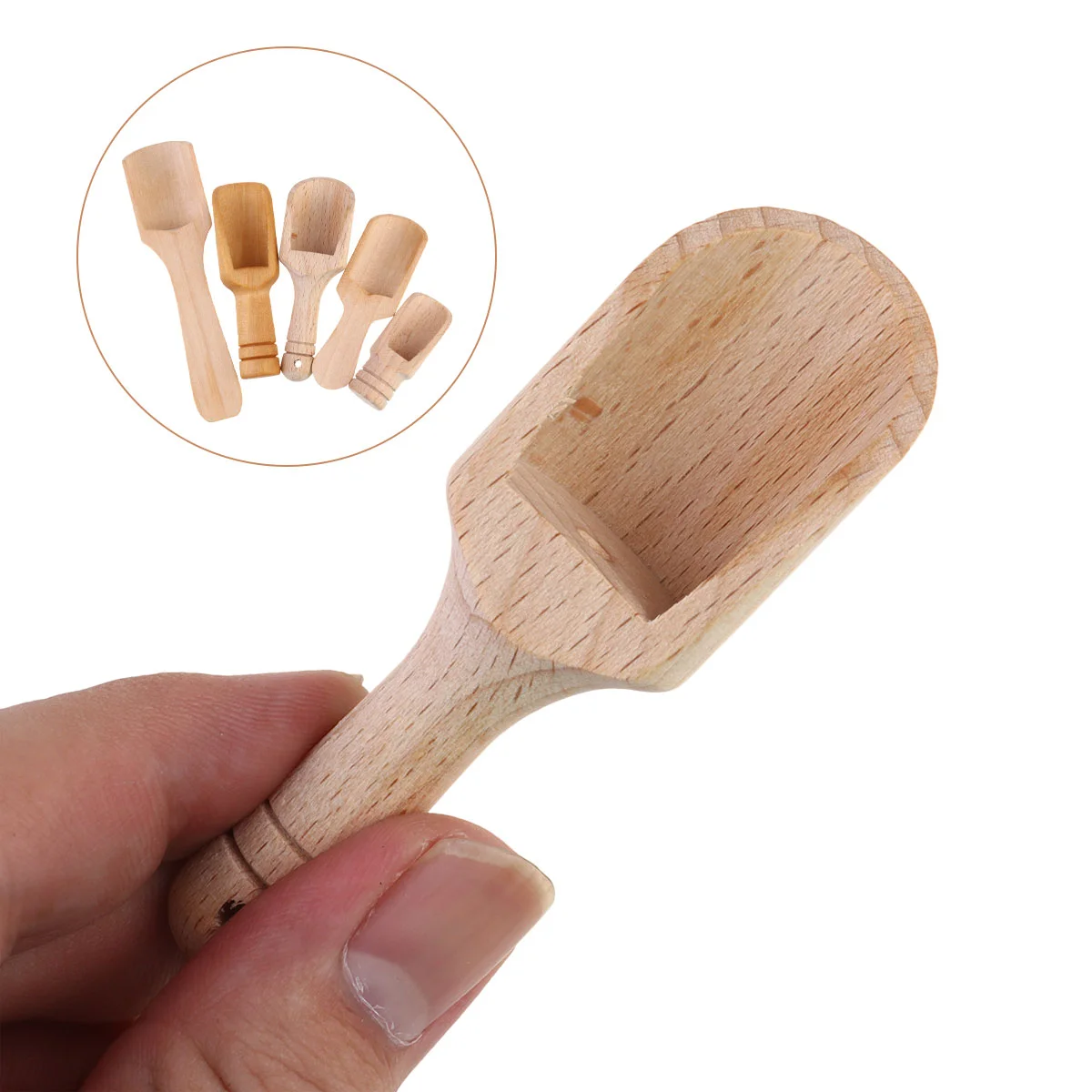 

Wooden Spoon Scoop Spoons Tea Mini Salt Scoops Wood Coffee Bath Sugar Candy Canisters Jars Teaware Bamboo Salts Flour