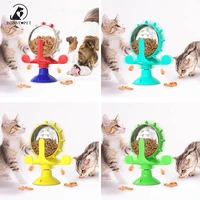 interactive windmill cat toy rotating wheel cat food leak feeder pet toys for cats accessories 4 colors