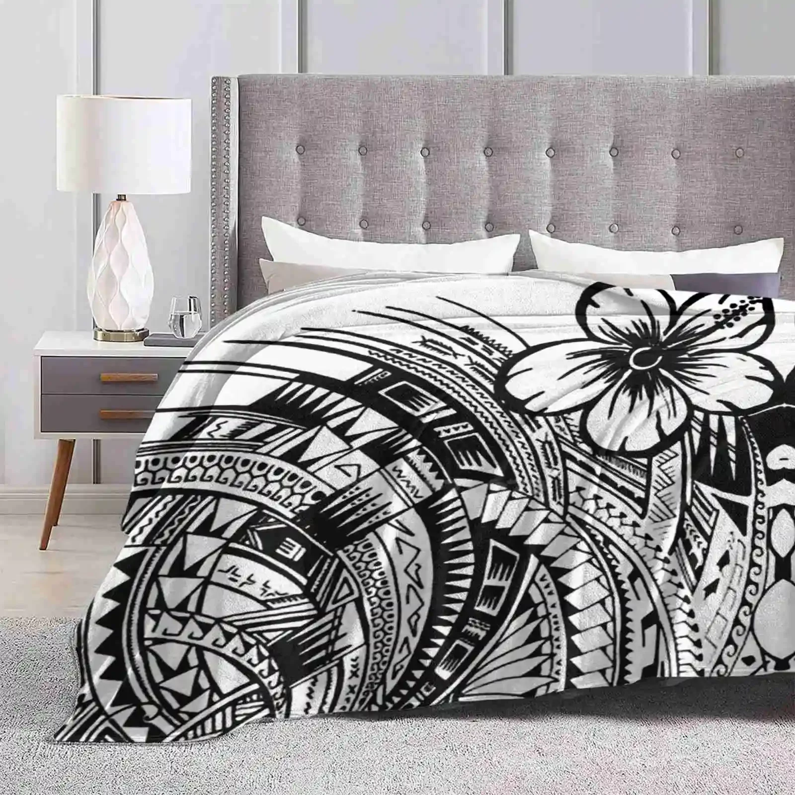 Полинезийское цветочное модное мягкое теплое одеяло полиарт Полинезия Proudpoly