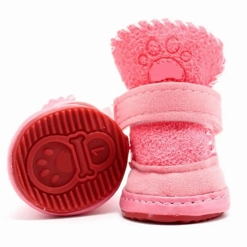 

Anti-Slippery Winter Warm Shoes For Dogs 4Pcs/Set Cute Cozy Dog Boots Snow Walking Cotton Blend Puppy Sneakers Pet Supplies
