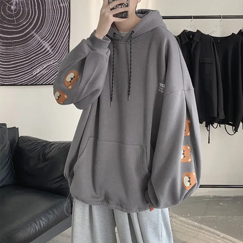 

Oversized Hoodie Bear Print Unisex Hoodies Sweatshirts Men Women Casual Harajuku Pullovers Autumn Winter Thick Fashion Clothing