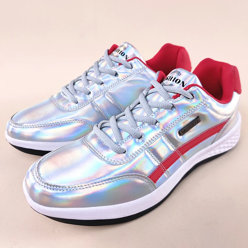 Men's Outdoor Sneakers MD Elastic Soles Lace-up Walking Shoes Reflective Breathable Vulcanized Men Casual Shoes