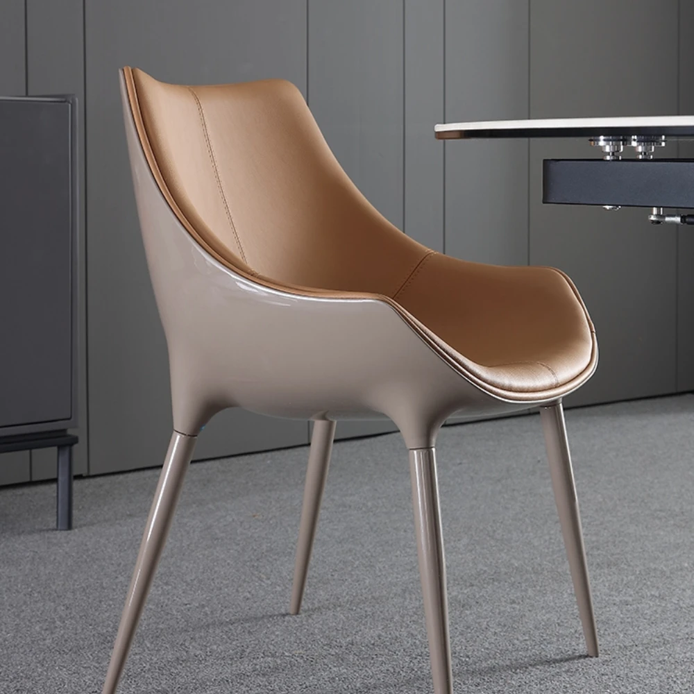 

Luxury Nordic Dining Chair Home Genuine Leather Cowhide Italian Style Designer Chair for Bedroom Accent Chairs for Living Room