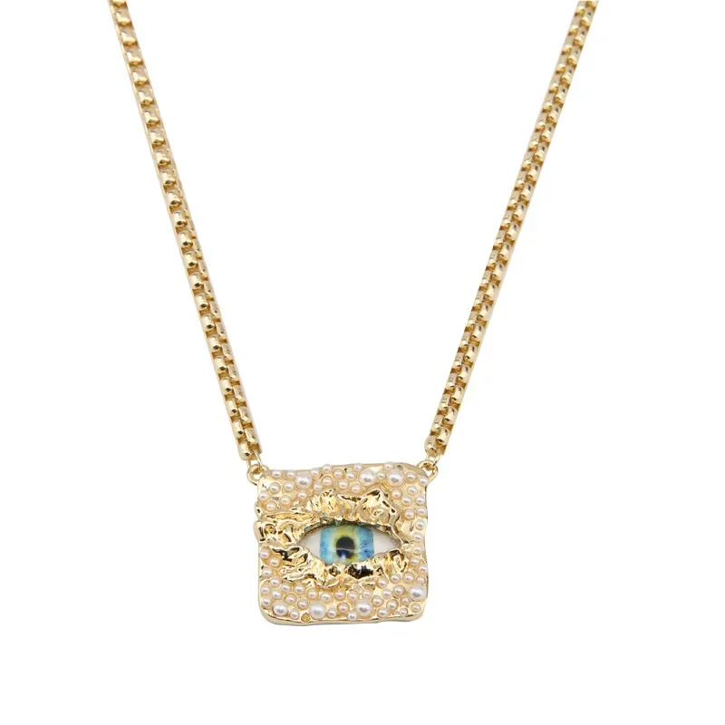Тяжелая промышленность инкрустированные жемчугом глаза квадратный кулон