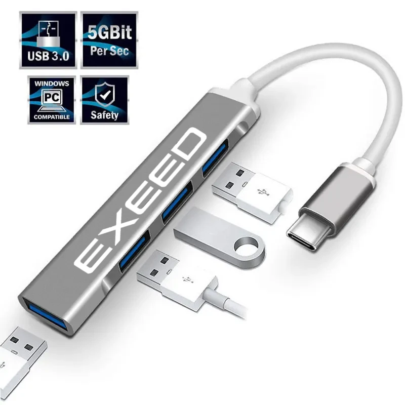 Фото Автомобильная док-станция типа usb3.0, многопортовая док-станция One Drag Four, разветвитель из алюминиевого сплава для ноутбука Chery Exeed LX RX VX TX TXL 2022 2023 2024 Auto №1