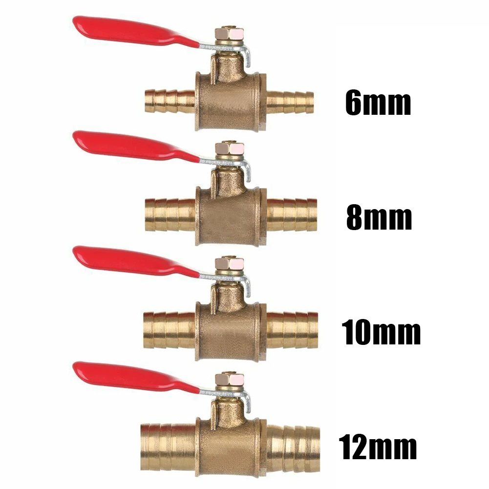 

6/8/10/12mm Pneumatic Connector Handle Hose Barb Inline Brass Water Oil Air Gas Fuel Line Shut-Off Ball Valve Pipe Fittings