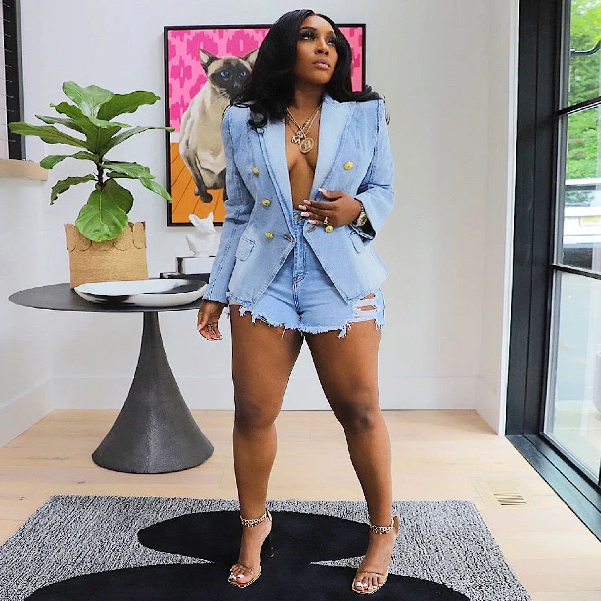 Женская джинсовая куртка на пуговицах облегающий двубортный пиджак с длинным