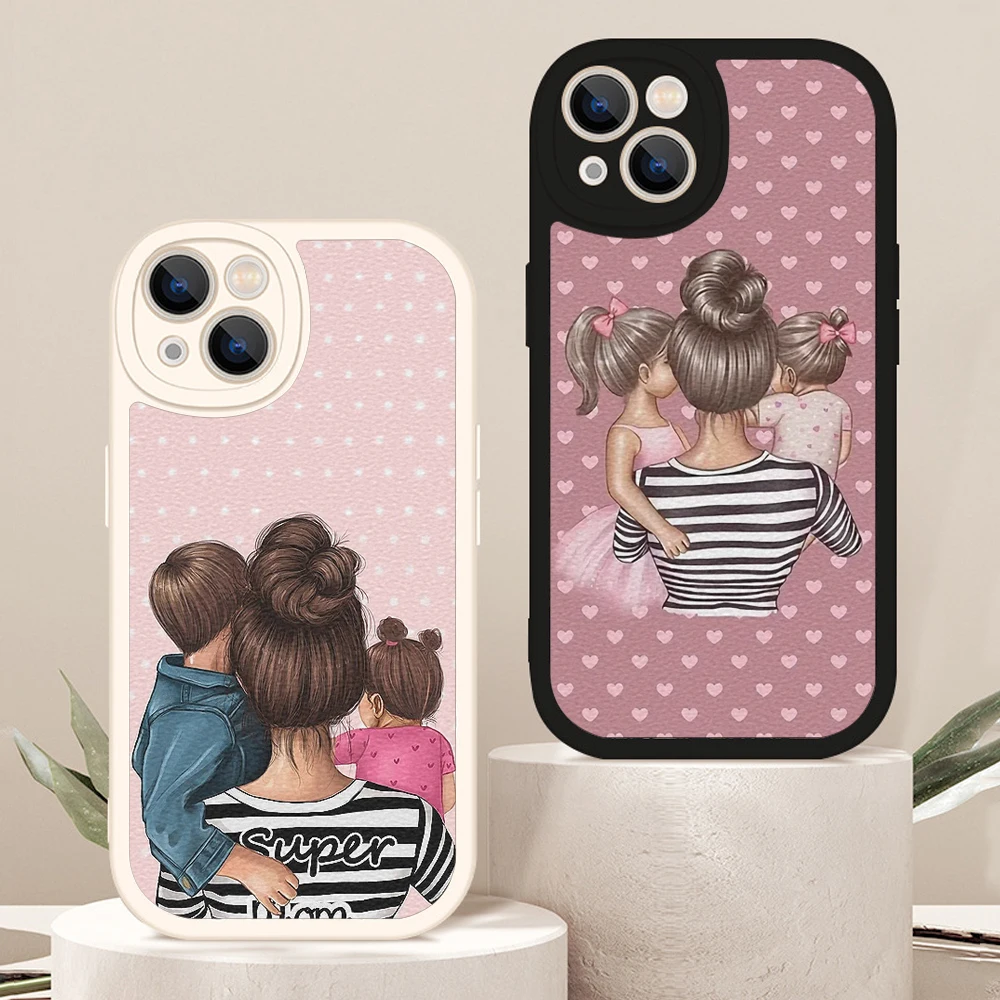 Чехол для телефона Iphone14 мама дочь девочка сын папа для Iphone 13 12 11  Pro MAX 7 8 Plus X XS XR 14 защитные чехлы из овечьей кожи | AliExpress
